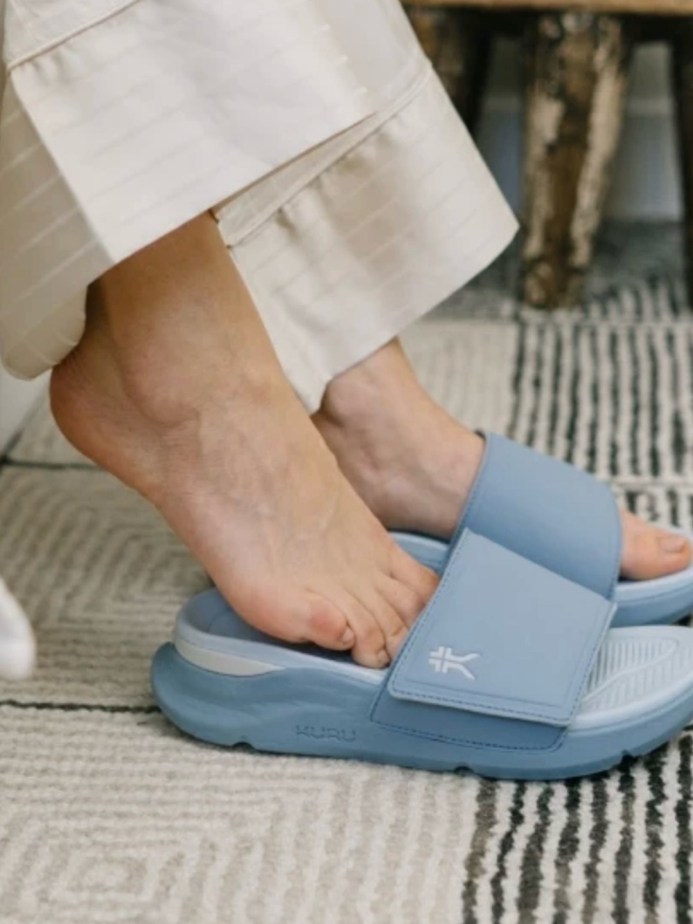 KURU Kids Light Blue Slide Sandals with Adjustable Strap